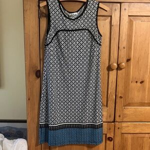 Max Studio Black and White Geometric Midi Dress